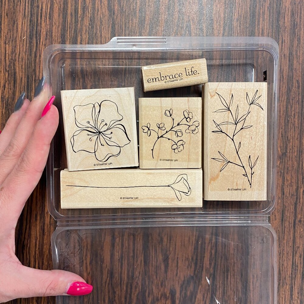 Stampin' Up! "Embrace Life" Wooden Rubber Stamp Set